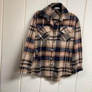 Andthewhy Shacket Brown Plaid Women's Small